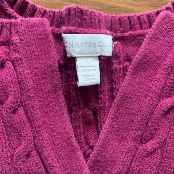 Charter Club Large cable knit v-neck sweater - Picture 3 of 4